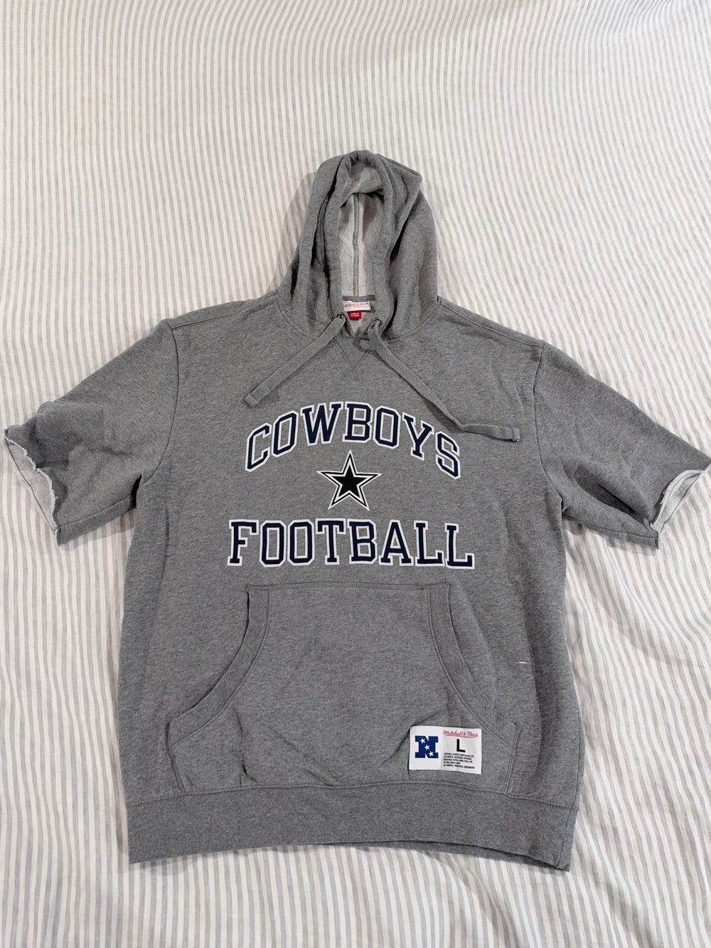 Mitchell & Ness Gray Cowboys Football Short Sleeve Hoodie